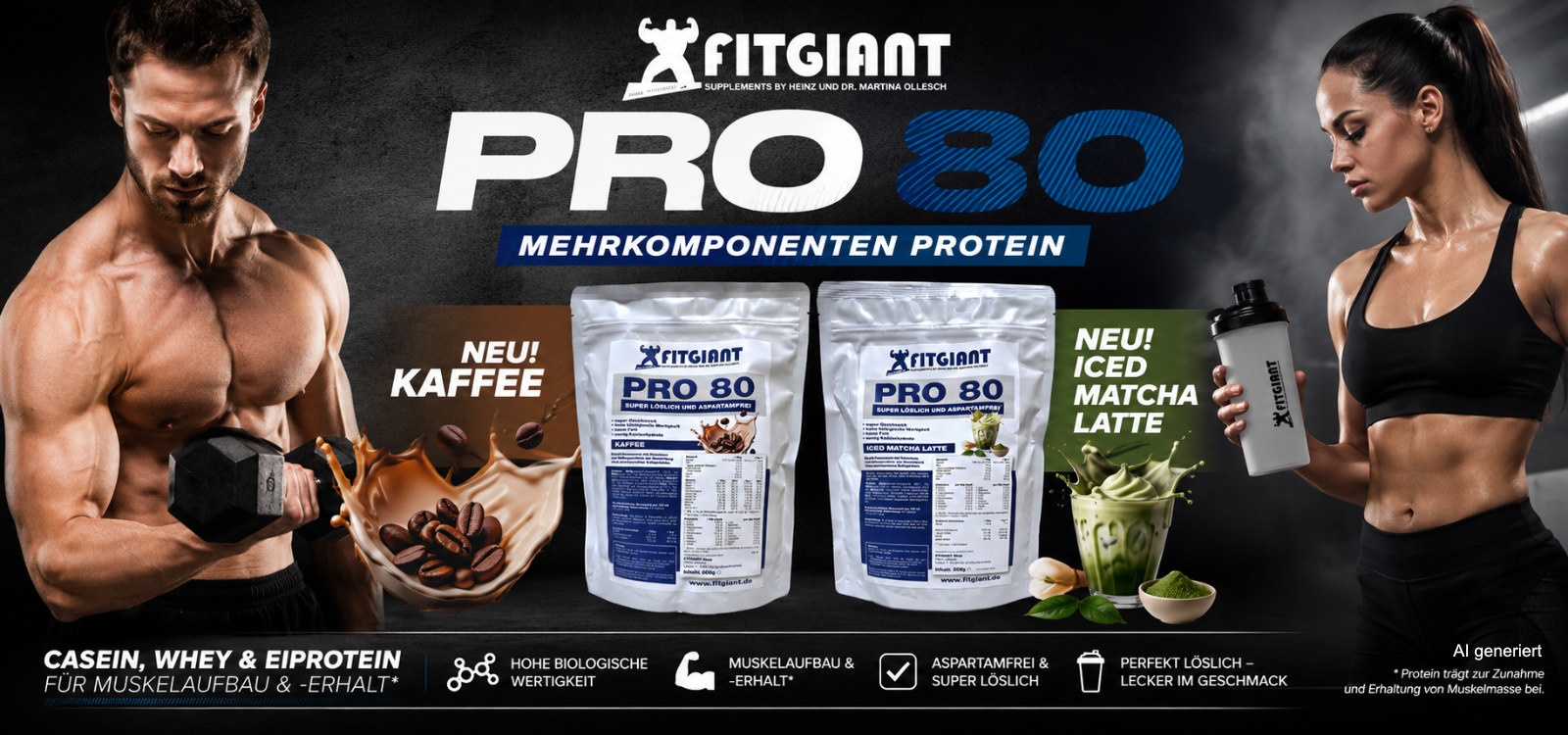 Fitgiant Pro 80 Kaffee und Iced Matcha Latte