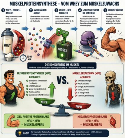 Muskelproteinsynthese - vom Whey zum Muskelzuwachs